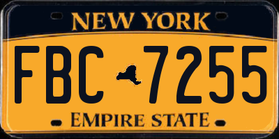 NY license plate FBC7255