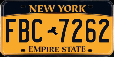 NY license plate FBC7262