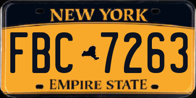 NY license plate FBC7263