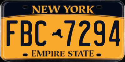 NY license plate FBC7294