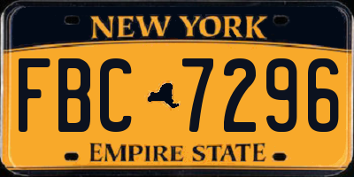 NY license plate FBC7296