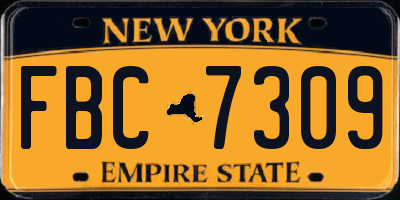 NY license plate FBC7309