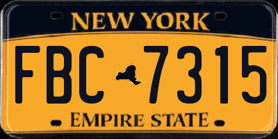 NY license plate FBC7315