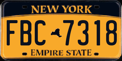 NY license plate FBC7318