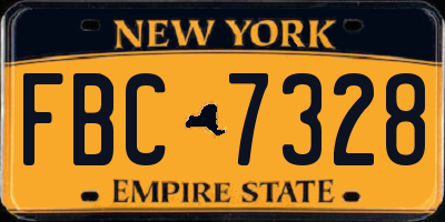 NY license plate FBC7328
