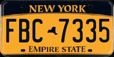 NY license plate FBC7335