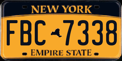 NY license plate FBC7338