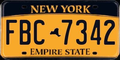 NY license plate FBC7342