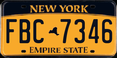 NY license plate FBC7346