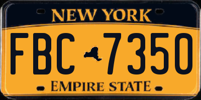 NY license plate FBC7350