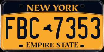 NY license plate FBC7353
