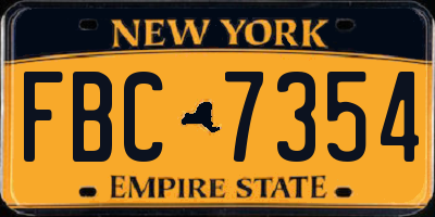 NY license plate FBC7354