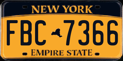 NY license plate FBC7366