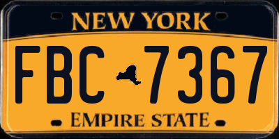 NY license plate FBC7367