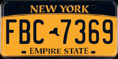 NY license plate FBC7369
