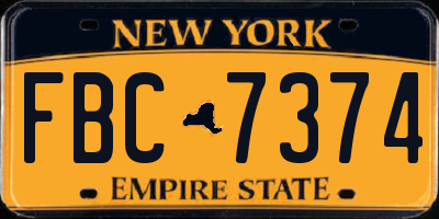 NY license plate FBC7374