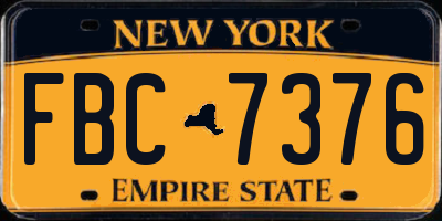 NY license plate FBC7376