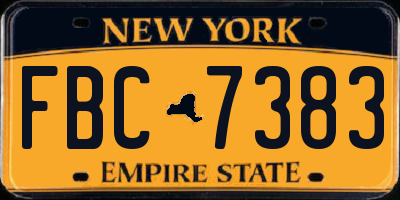 NY license plate FBC7383