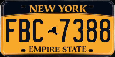 NY license plate FBC7388