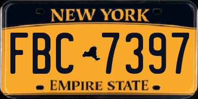 NY license plate FBC7397