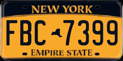 NY license plate FBC7399