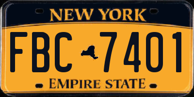 NY license plate FBC7401