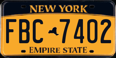 NY license plate FBC7402