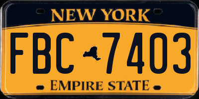 NY license plate FBC7403