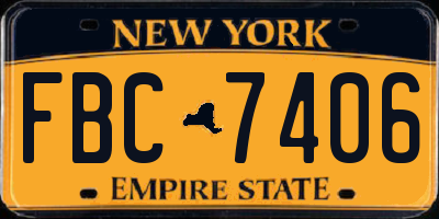 NY license plate FBC7406