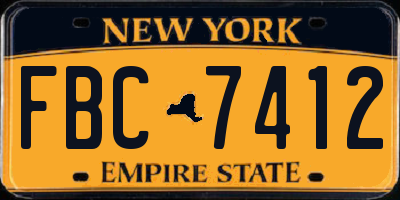 NY license plate FBC7412