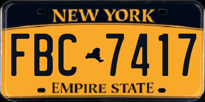 NY license plate FBC7417
