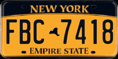 NY license plate FBC7418