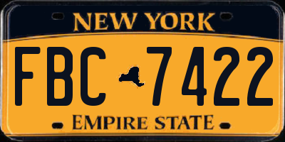 NY license plate FBC7422