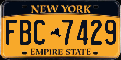 NY license plate FBC7429