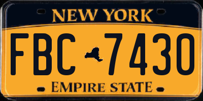 NY license plate FBC7430