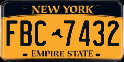 NY license plate FBC7432
