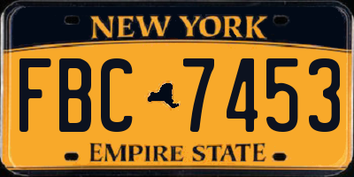 NY license plate FBC7453