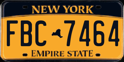 NY license plate FBC7464