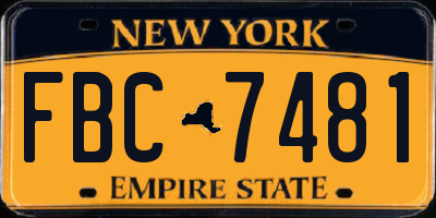 NY license plate FBC7481