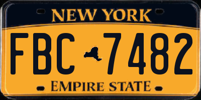 NY license plate FBC7482