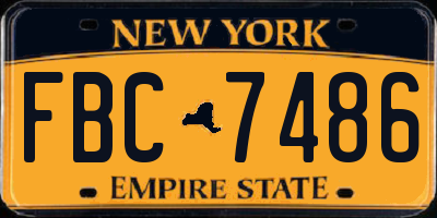 NY license plate FBC7486