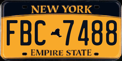 NY license plate FBC7488