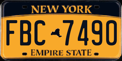 NY license plate FBC7490