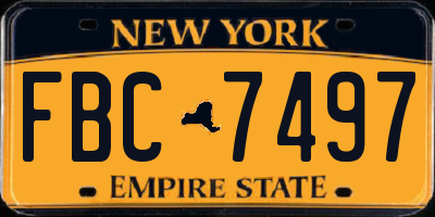 NY license plate FBC7497