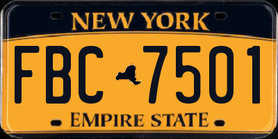 NY license plate FBC7501