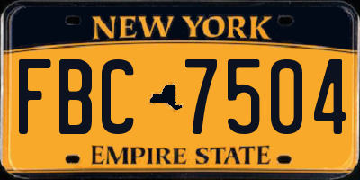 NY license plate FBC7504