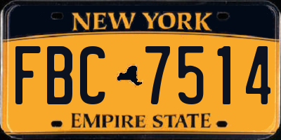 NY license plate FBC7514
