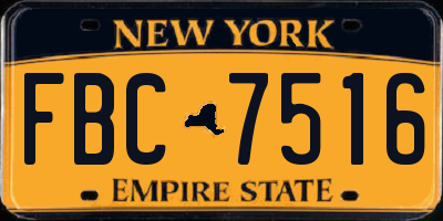 NY license plate FBC7516