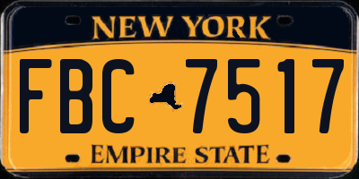NY license plate FBC7517