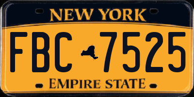 NY license plate FBC7525